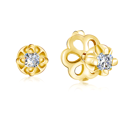 Серьги-пусеты из желтого золота с бриллиантом