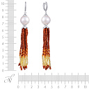 Серьги из серебра с цитрином, авантюрином, жемчугами, фианитом