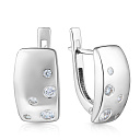 Серьги с английским замком из белого золота с фианитом