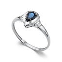 Кольцо из белого золота с бриллиантами, сапфиром