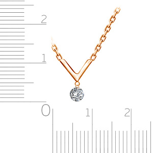 Колье из красного золота с бриллиантом, плетение якорное