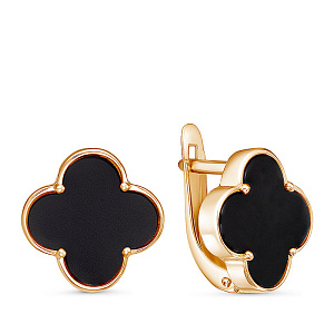 Серьги с английским замком из красного золота с фианитами