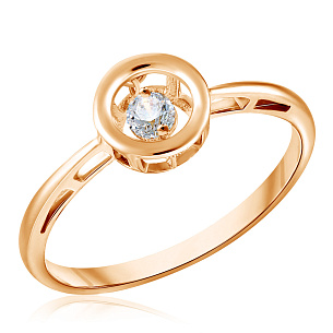 Кольцо из красного золота с фианитом