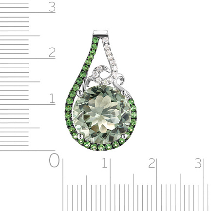 Подвеска из белого золота с бриллиантами, аметистом