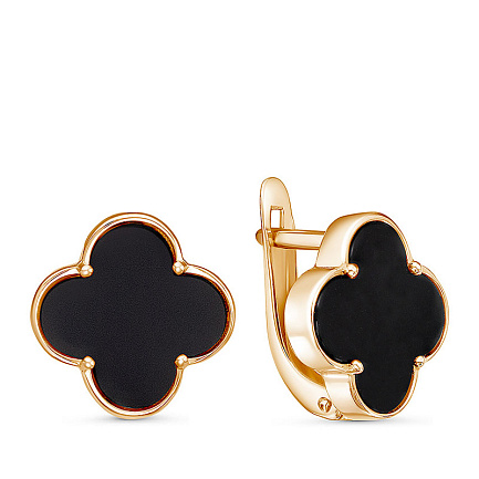 Серьги с английским замком из красного золота с фианитами