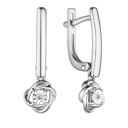 Серьги с английским замком из белого золота с бриллиантами