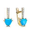 Серьги из желтого золота с бриллиантами, бирюзой