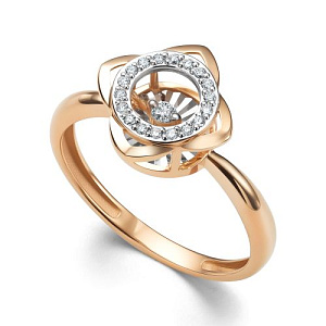 Кольцо из красного золота с бриллиантами