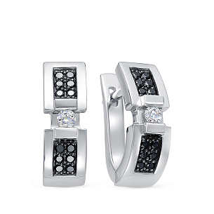 Серьги из белого золота с бриллиантом