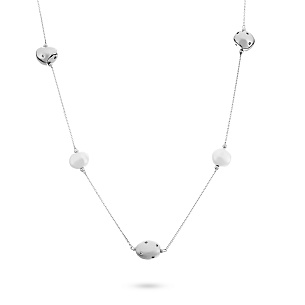 Колье из серебра с цирконием и жемчугом