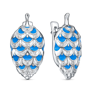 Серьги с английским замком из серебра с фианитом