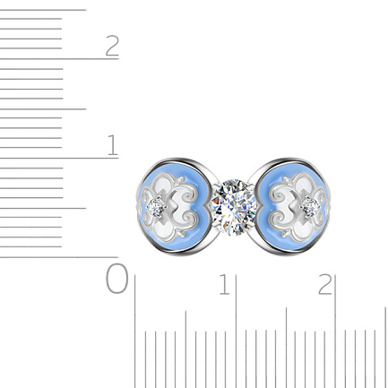 Кольцо из серебра с фианитом, эмалью