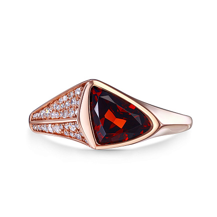 Кольцо из красного золота с бриллиантами, гранатом
