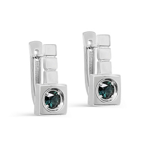 Серьги с английским замком из белого золота с сапфирами