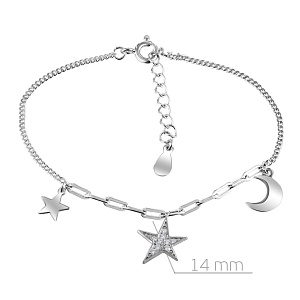 Браслет декоративный из серебра с фианитом