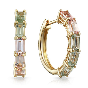 Конго из желтого золота с морганитом, аметистом