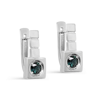 Серьги с английским замком из белого золота с сапфирами
