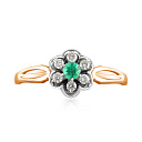 Кольцо из красного золота с бриллиантами, изумрудом