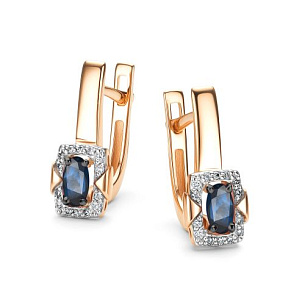 Серьги с английским замком из красного золота с бриллиантом