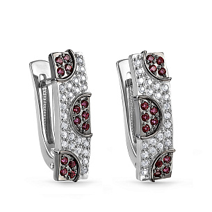 Серьги с английским замком из серебра с фианитами