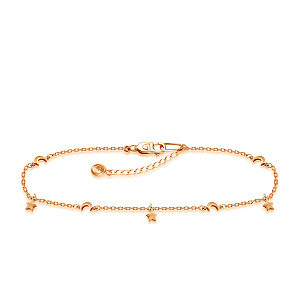 Браслет на ногу декоративный из красного золота, плетение якорное