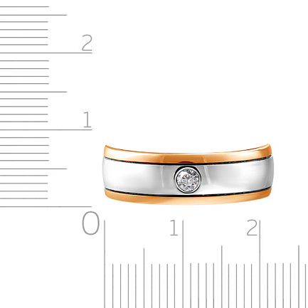 Кольцо обручальное из красного золота с бриллиантом