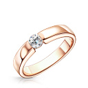 Кольцо обручальное из красного золота с бриллиантом