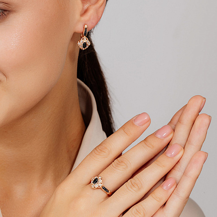 Серьги с английским замком из красного золота с бриллиантами