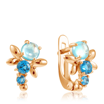 Серьги детские из красного золота с фианитом