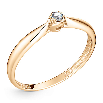 Кольцо из красного золота с бриллиантом