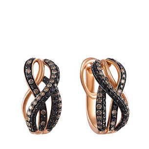 Серьги из красного золота с бриллиантом