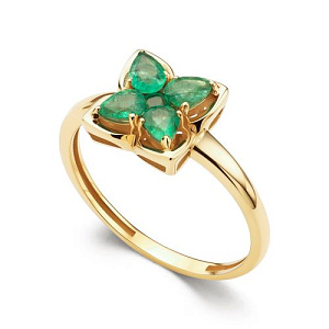 Кольцо из желтого золота с изумрудами
