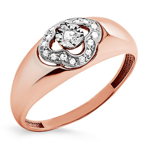 Кольцо из красного золота с бриллиантами