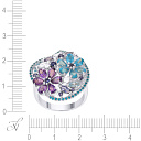 Кольцо из белого золота с бриллиантами, аквамаринами