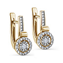 Серьги с английским замком из желтого золота с бриллиантами