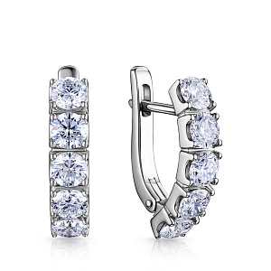 Серьги с английским замком из белого золота с бриллиантами