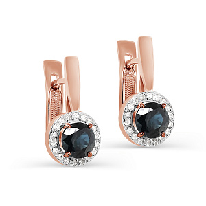 Серьги с английским замком из красного золота с бриллиантами