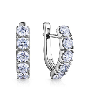 Серьги с английским замком из белого золота с бриллиантом