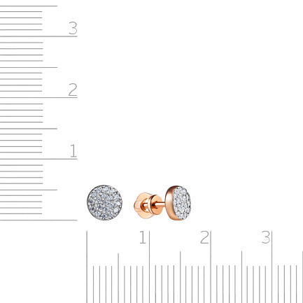 Пусеты из красного золота с фианитами