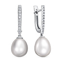 Серьги с английским замком из белого золота с бриллиантами