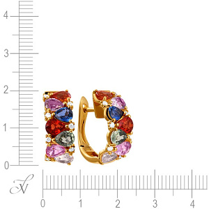 Серьги из желтого золота с бриллиантами, сапфирами