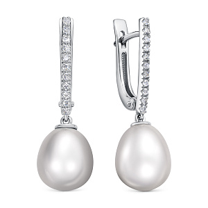 Серьги с английским замком из белого золота с бриллиантами