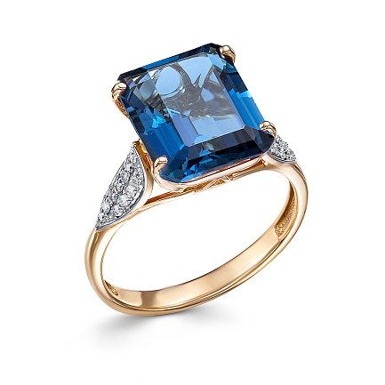 Кольцо из красного золота с бриллиантами, топазом