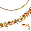 Цепь ручной работы из комбинированного золота, плетение византийское