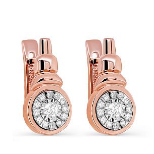 Серьги с английским замком из красного золота с бриллиантами