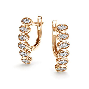 Серьги с английским замком из красного золота