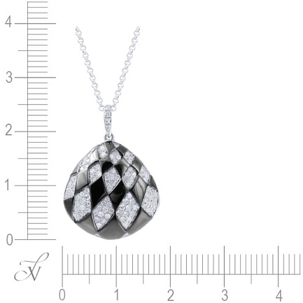 Подвеска из белого золота с бриллиантами, эмалью