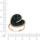 Кольцо из красного золота с бриллиантами, изумрудами