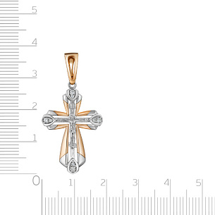 Крест из красного золота с бриллиантом