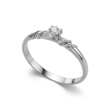 Кольцо из белого золота с бриллиантами